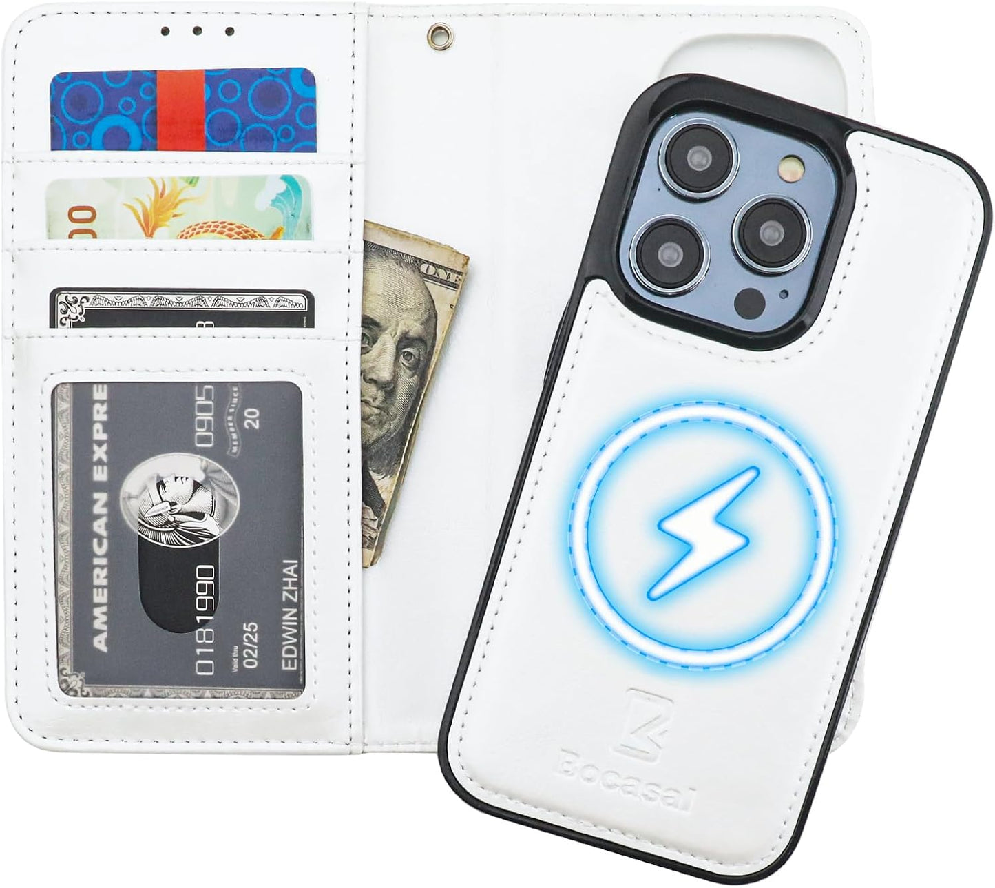 Bocasal iPhone 14 Pro Wallet Case with RFID Blocking Features