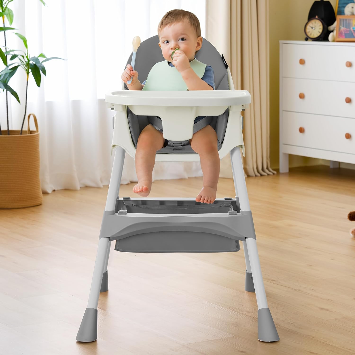 Convertible 6-in-1 Baby High Chair for Toddlers with Safety Harness