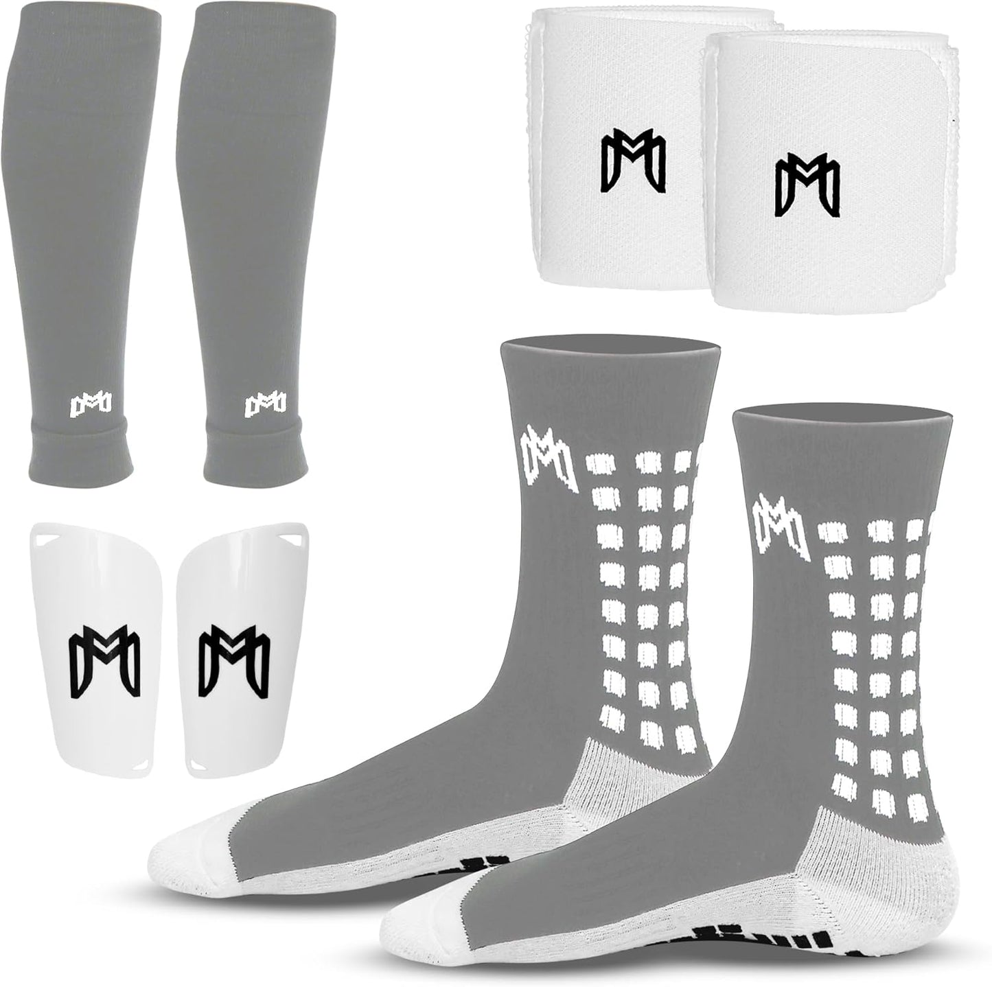 Soccer Grip Socks and Shin Guards Bundle for All Players
