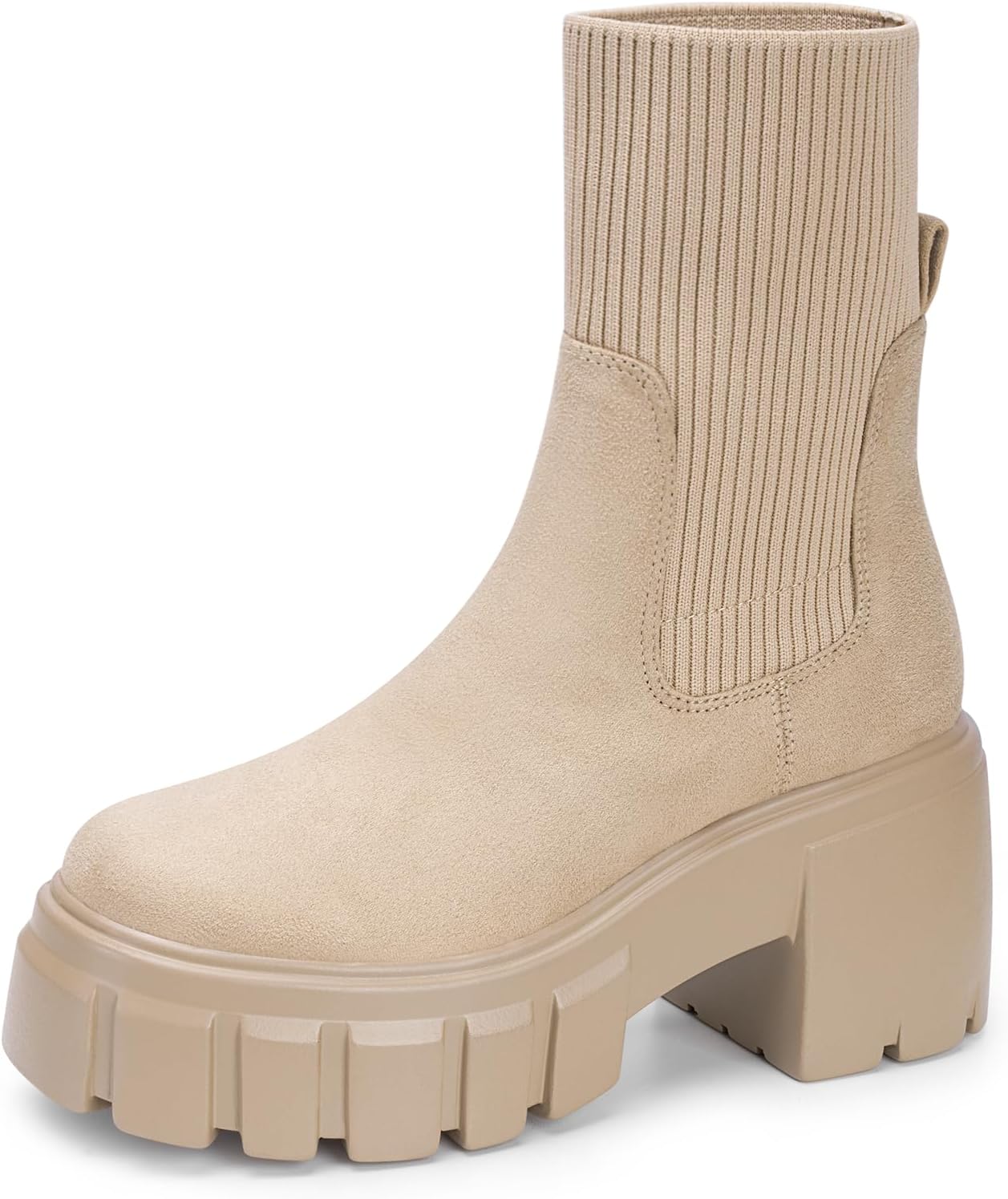 FITORY Womens Chelsea Boots with Chunky Mid Heel for Fall Style