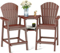 FOOWIN Tall Adirondack Chair Set of 2 Brown - Bar Height HDPE