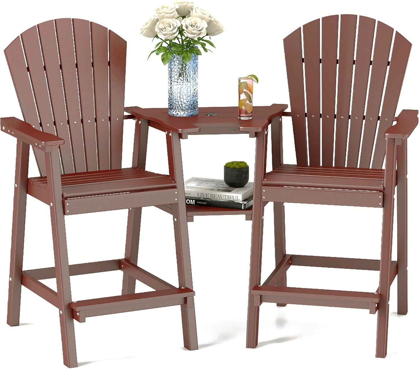 FOOWIN Tall Adirondack Chair Set of 2 for Outdoor Relaxation