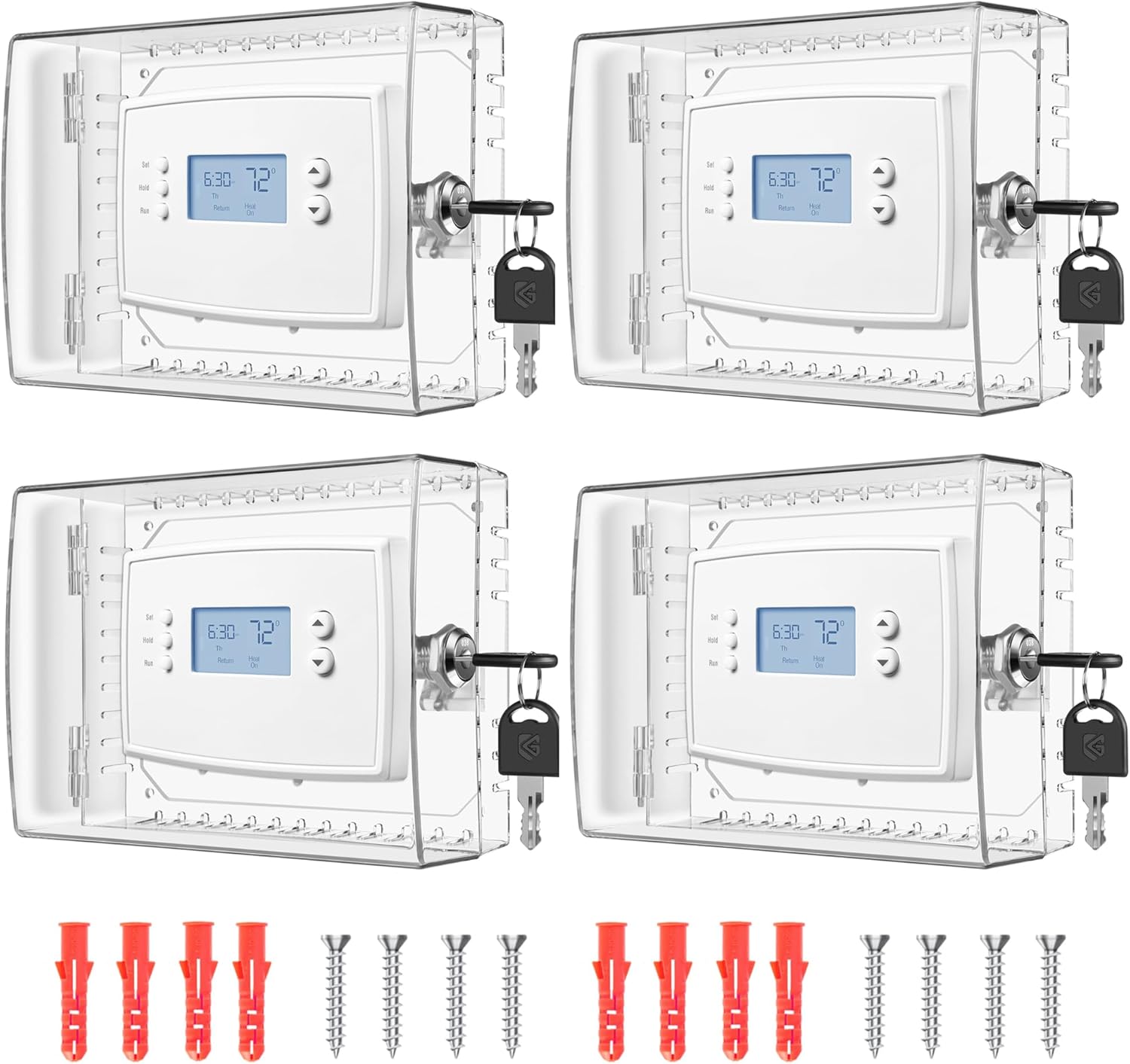 4 PCS Thermostat Lock Box with Key for Secure AC Control