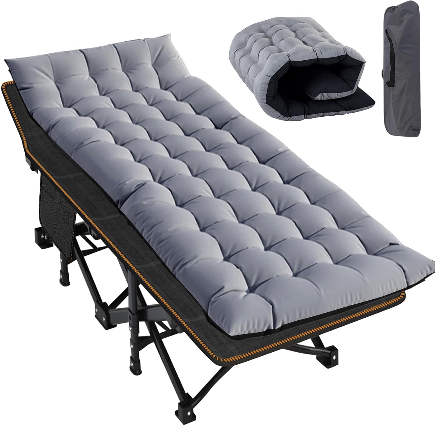 Oversized XXL Folding Camping Cot for Adults with Pad and Carry Bag