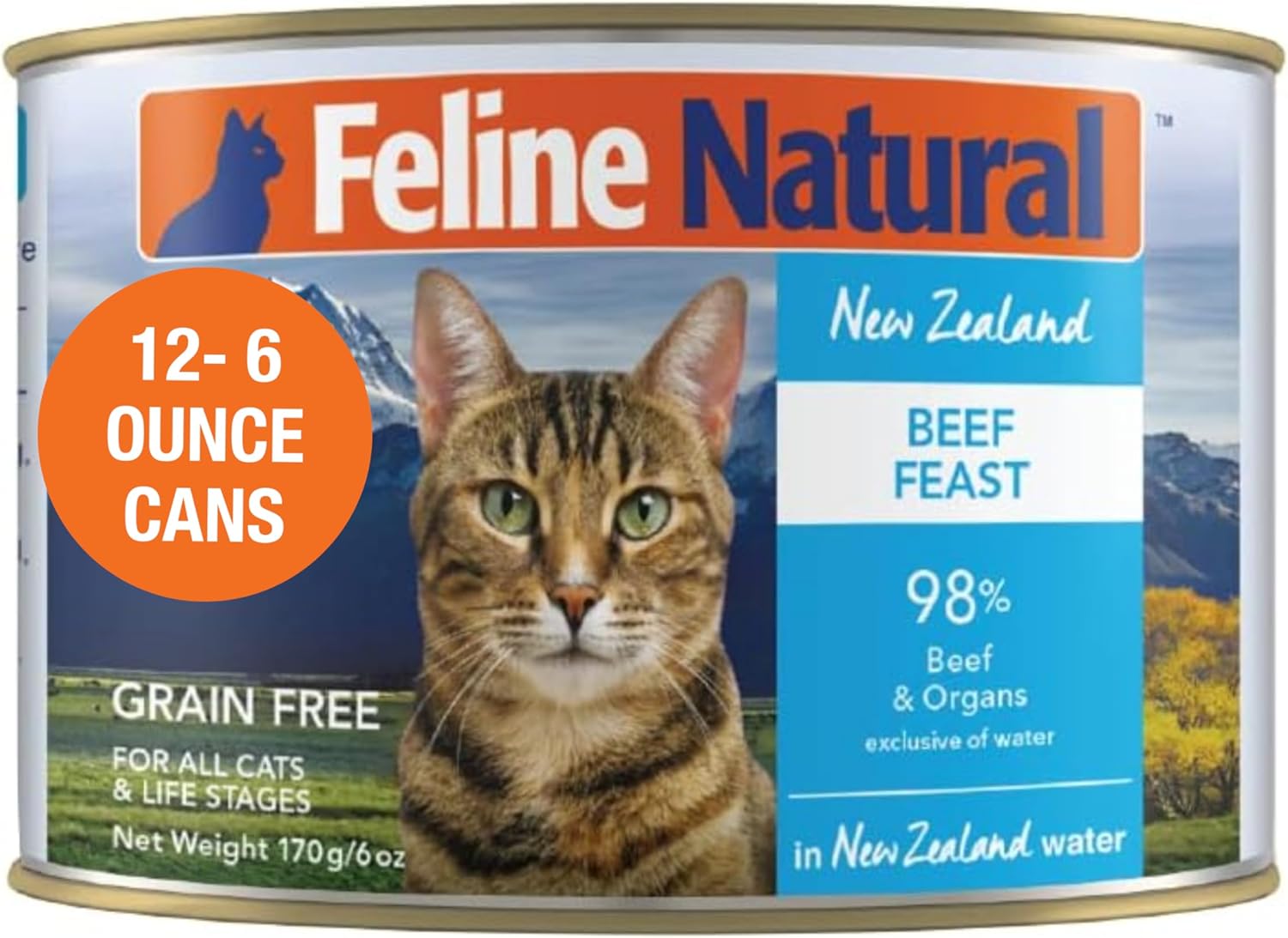 Feline Natural High-Meat Grain Free Wet Cat Food Beef Feast 12 Pack