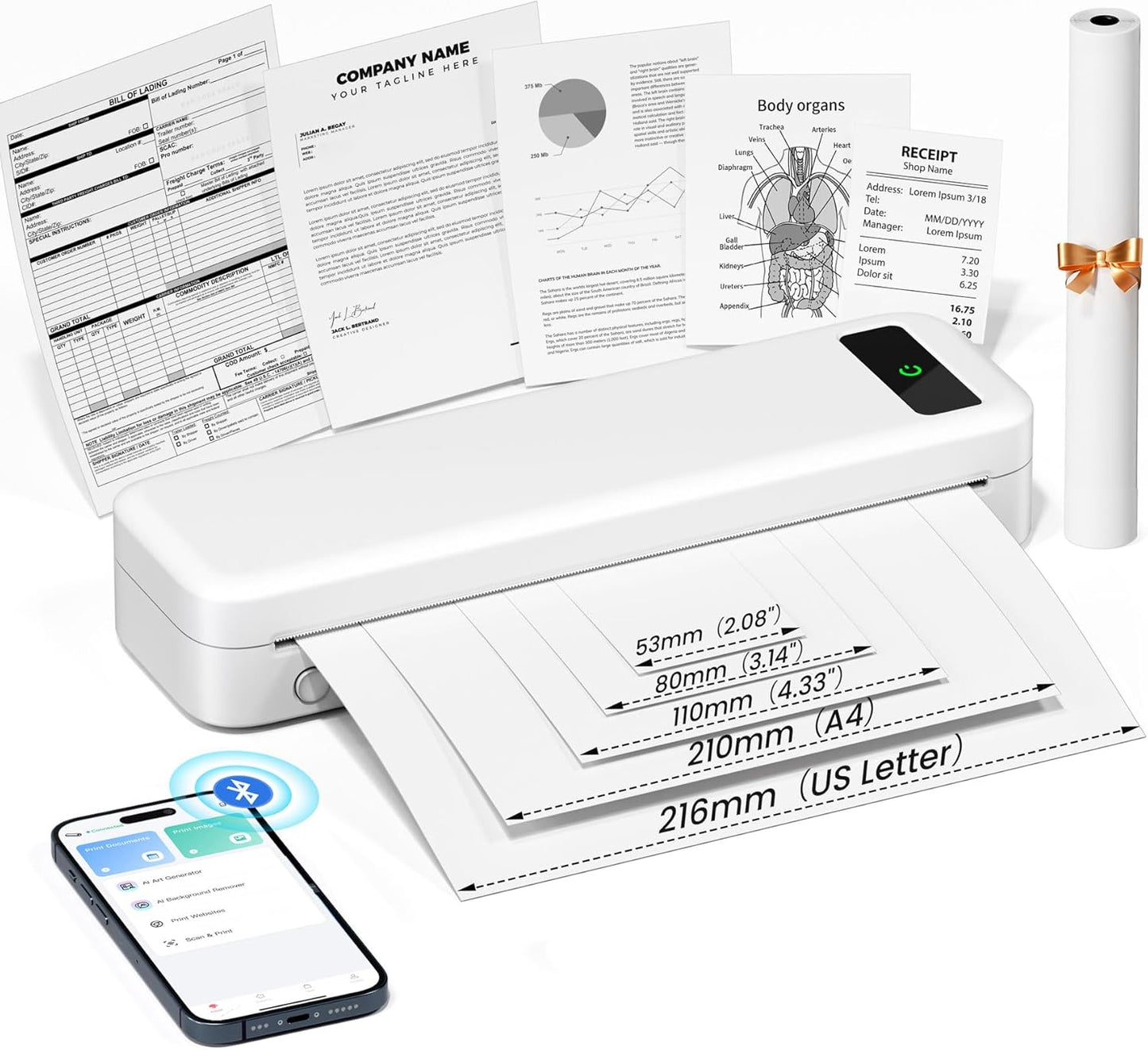 Portable Thermal Printer for Travel - Compact Inkless Printing