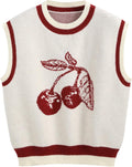 CIDER Womens Sweater Vest Knit Sleeveless Pear Graphic Tank - Cozy is