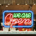 Neon We Are Open Signs for Business, 16.5in x 9in - Bright LED Open