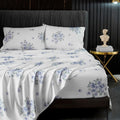 Blue Floral Bed Sheets King Size - Soft 1800 TC Microfiber