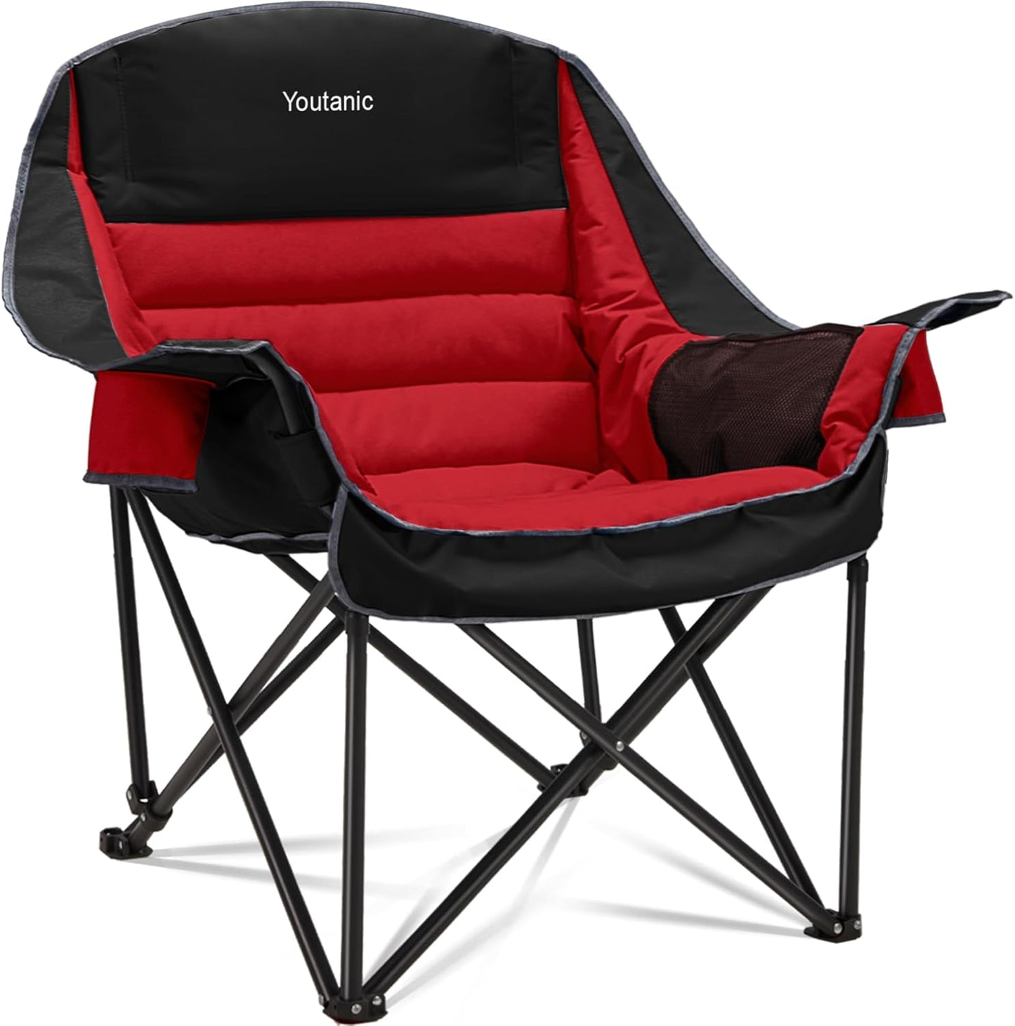 Oversized Camping Chair with Cup Holder and Side Pocket for Comfort