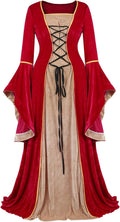 Lehauya Women's Velvet Renaissance Costume Dress for Medieval Style