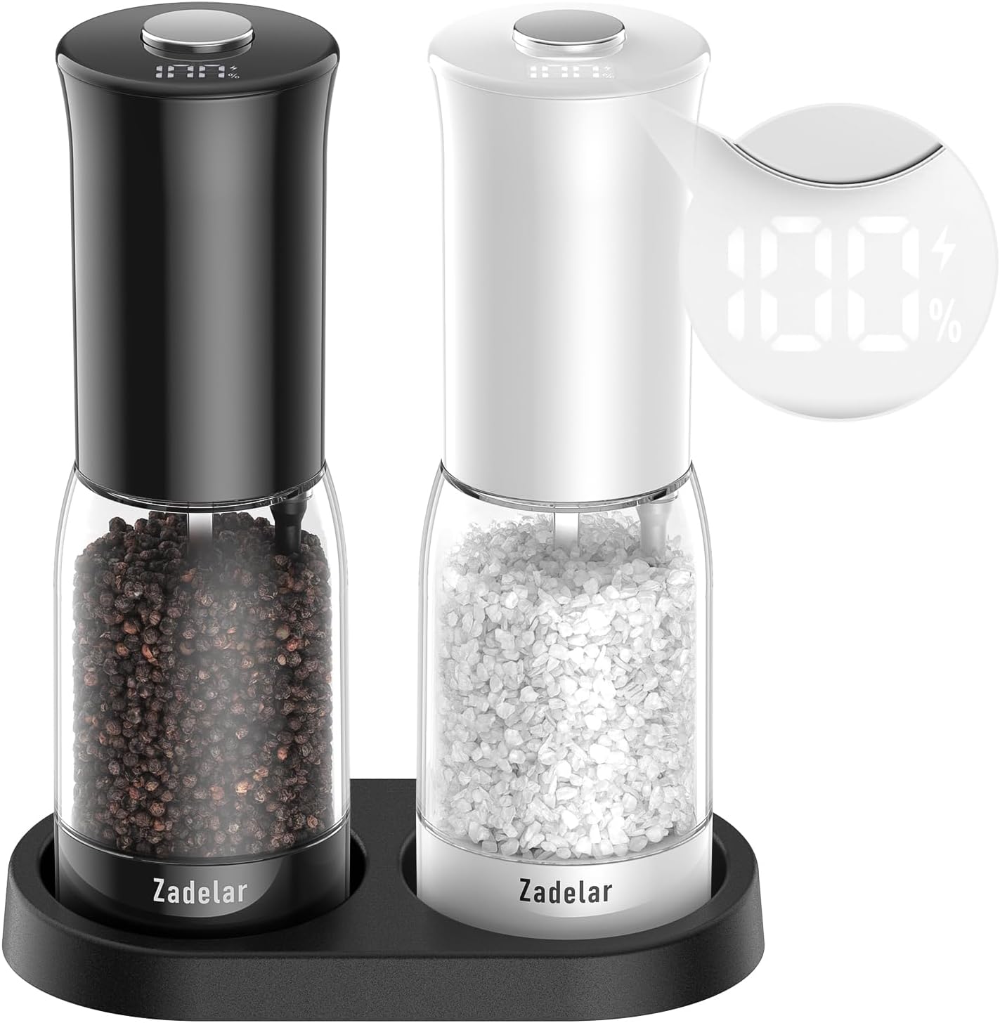 Rechargeable Electric Salt and Pepper Grinder Set with LED Display