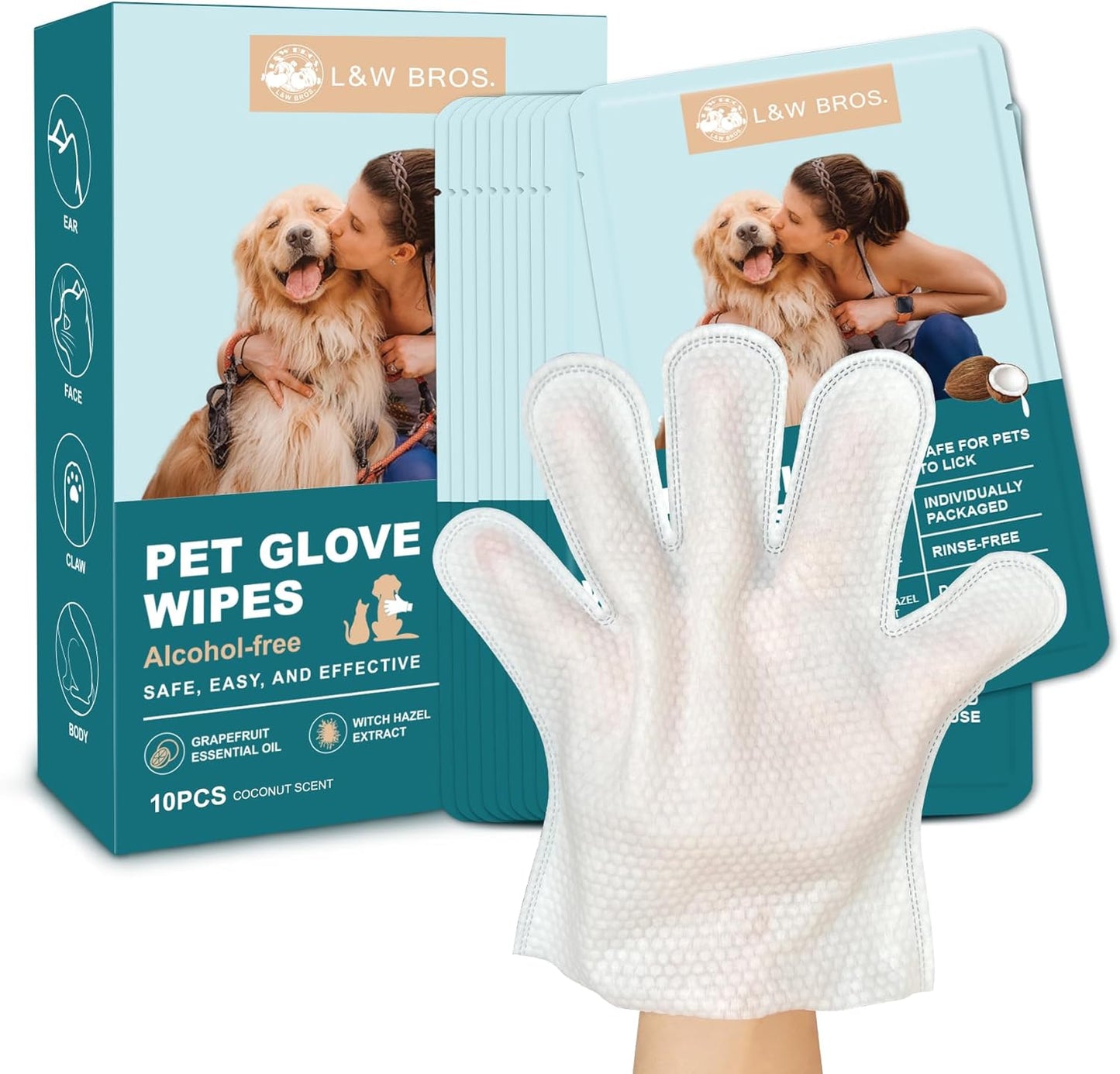 L&W BROS. Disposable Dog Wipes: Convenient Coconut Scent