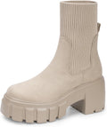 FITORY Womens Chelsea Boots Elastic Ankle Booties - Comfy Lug Heel