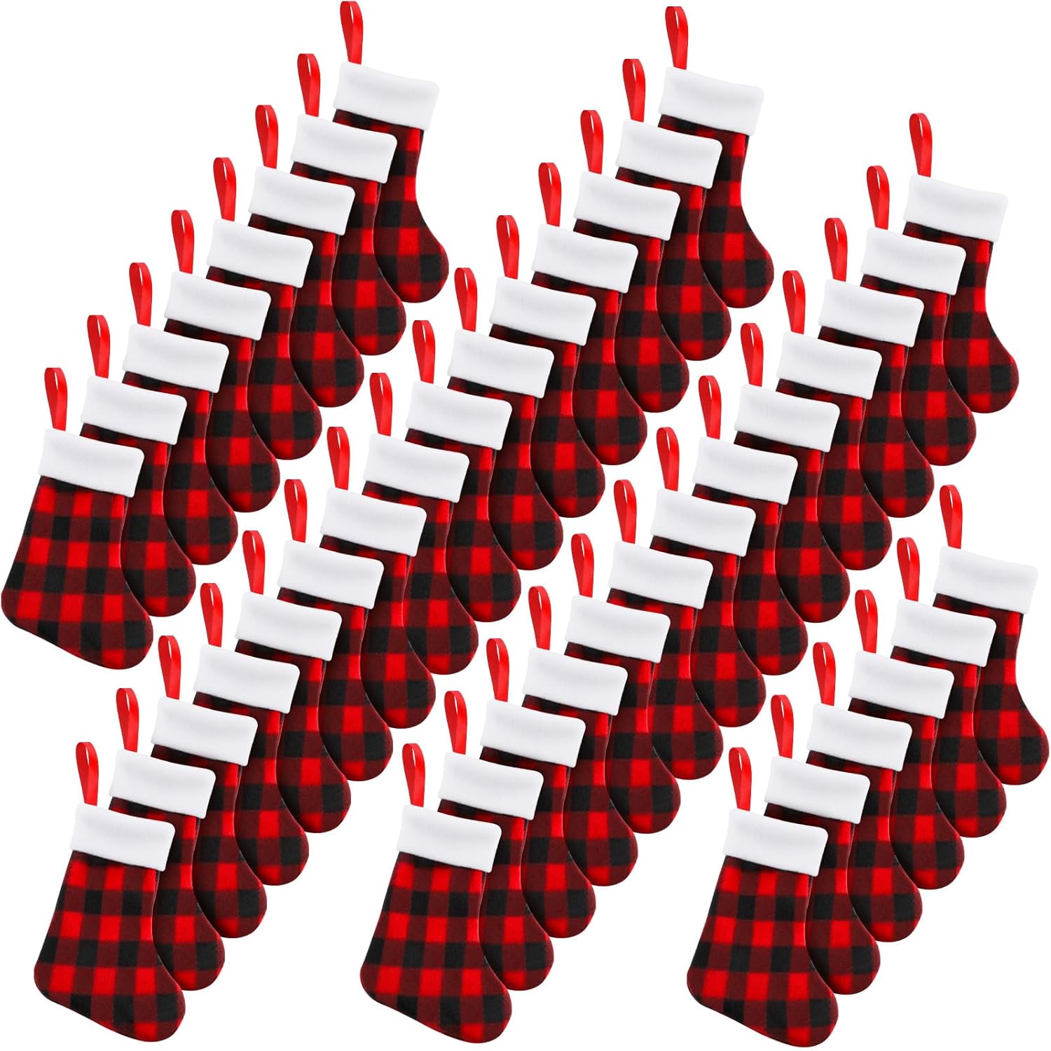 BBTO 60 Pieces Plush Cuff Christmas Mini Stockings for Decor