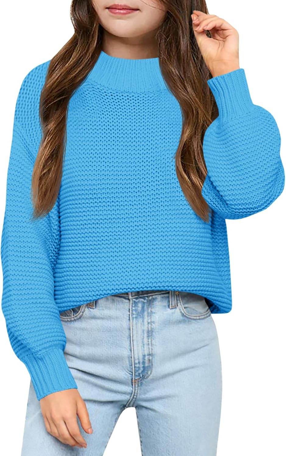 Imily Bela Girls Mock Neck Pullover Sweater for Casual Wear