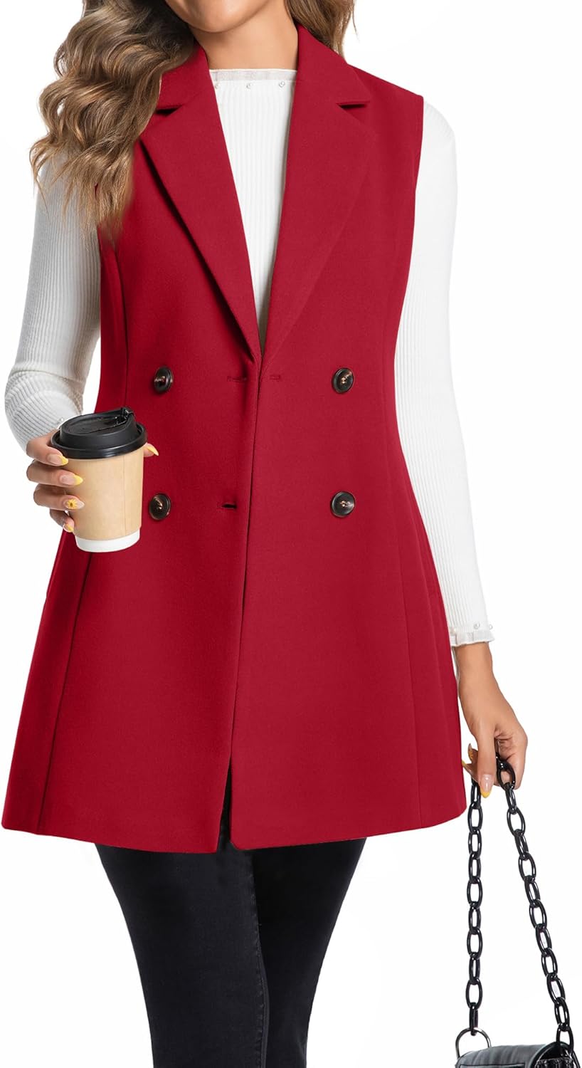 IDEALSANXUN Long Vest for Women - Stylish Sleeveless Blazer