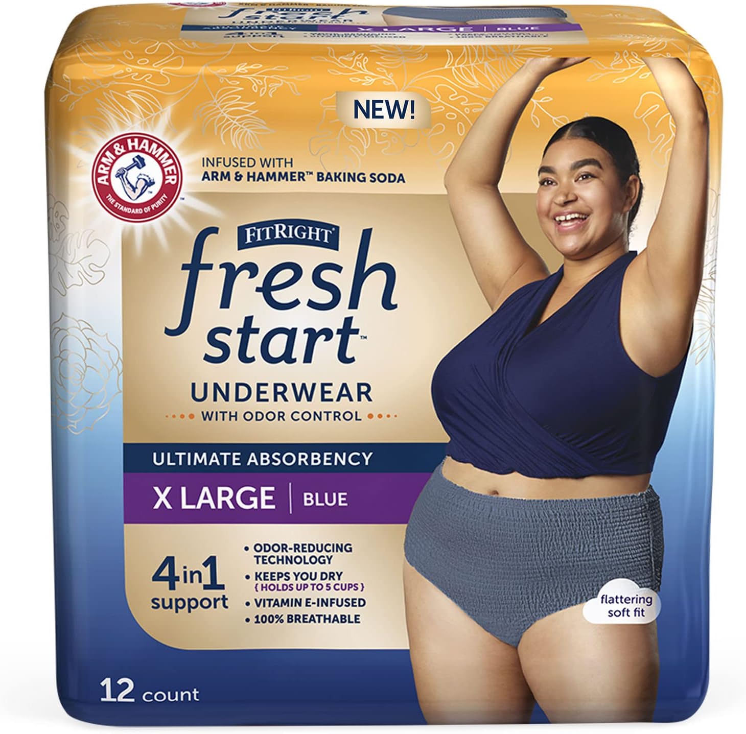 Fresh Start XL Women's Disposable Underwear, 12ct - Arm & Hammer Odor Control