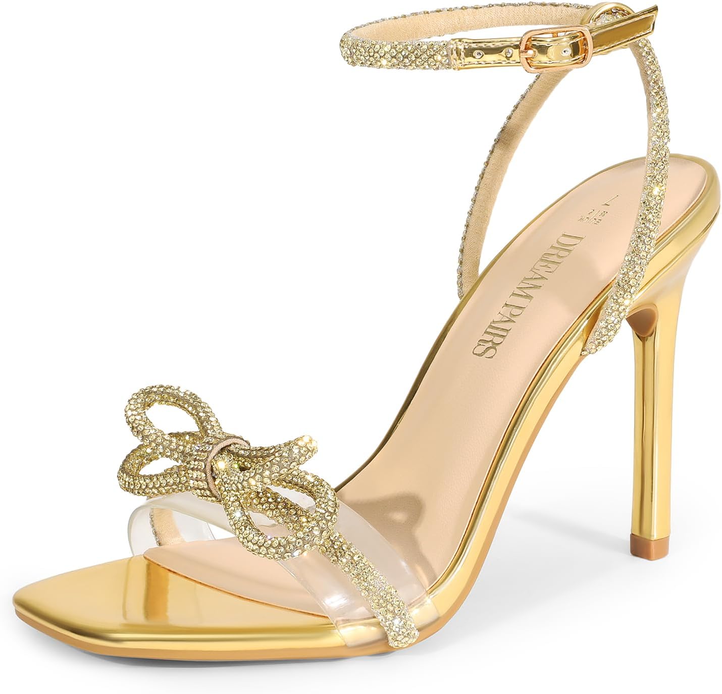 DREAM PAIRS Women's Double Bowknots Crystal Sandals for Events