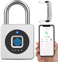 Fingerprint Gym Locker Lock Silver with Cable - Keyless Biometric