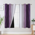 Purple and Greyish White Ombre Blackout Curtains 54in Length - Full