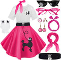 10Pcs Sock Hop Outfits Women with 1950s Poodle Skirts