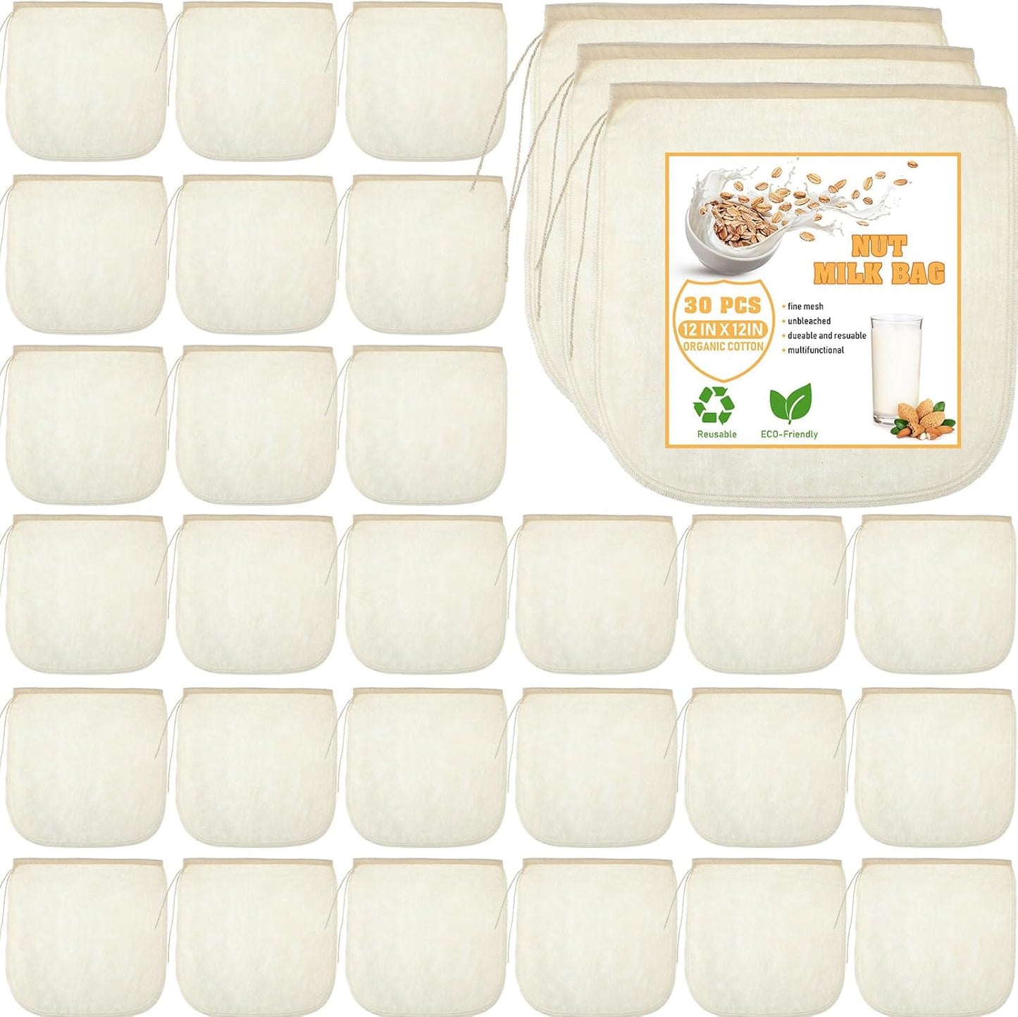 Reusable Bulk Nut Milk Bags - Fine Mesh Strainer