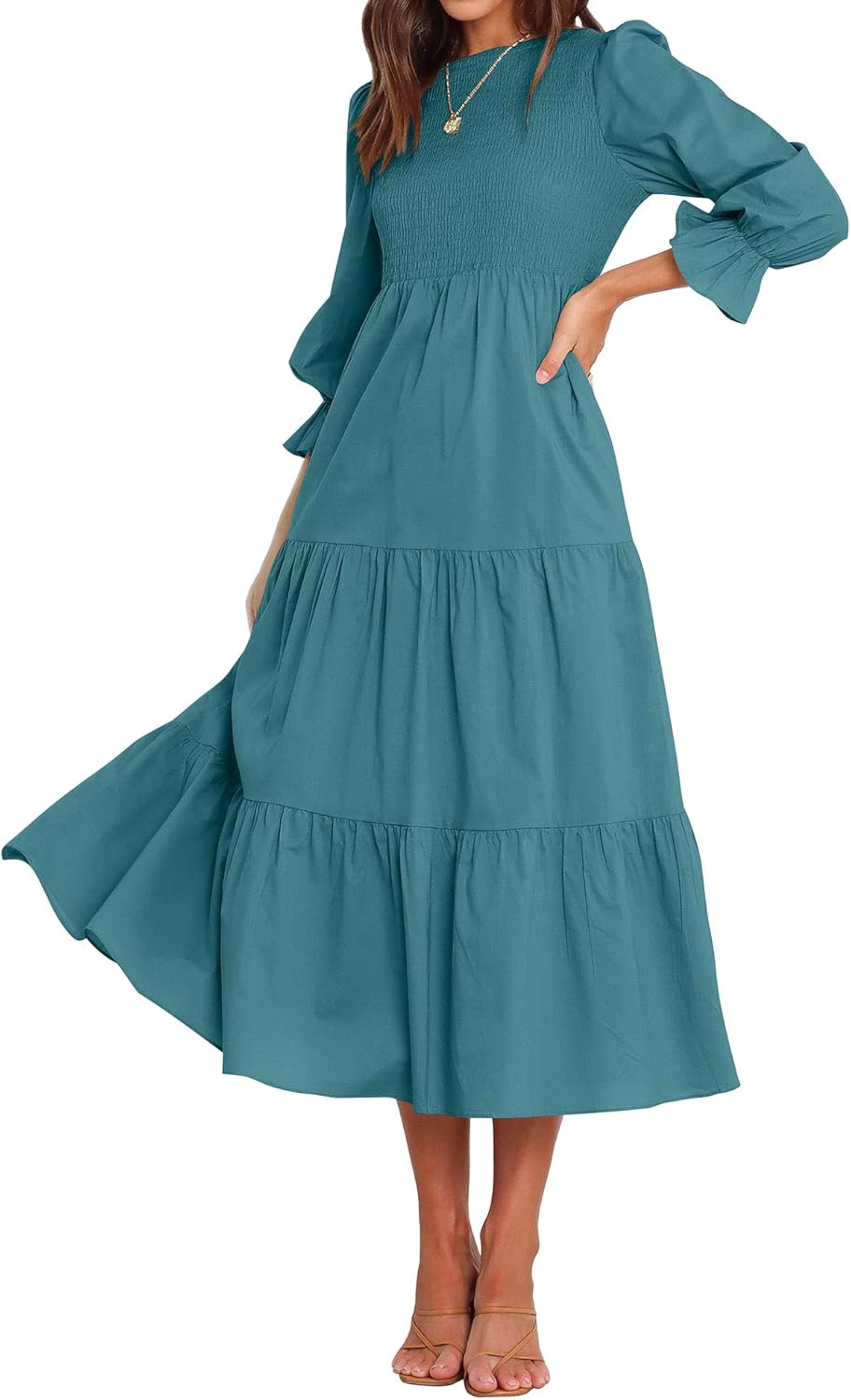BTFBM Women Casual Long Sleeve Crew Neck Fall Dress for All Occasions