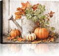 Autumn Pumpkin and Watering Can Canvas Wall Art - Cozy Fall Decor