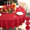Round Tablecloth 70 in Red Waterproof Jacquard - Festive Cover