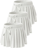 3 Pack Womens Flowy Running Shorts with Built-In Spandex - 3-Pack