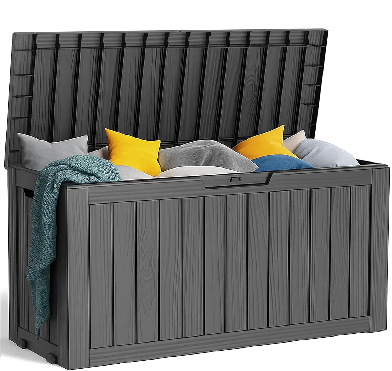 75 Gallon Resin Deck Box for Outdoor Storage and Furniture