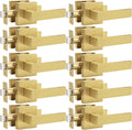 Gold Door Handles Passage Levers 10 Pack - Heavy Duty Interior Levers