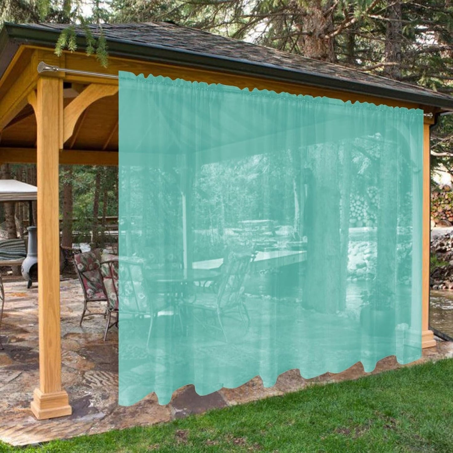 SpaceDresser Waterproof Outdoor Sheer Curtains for Patio Use