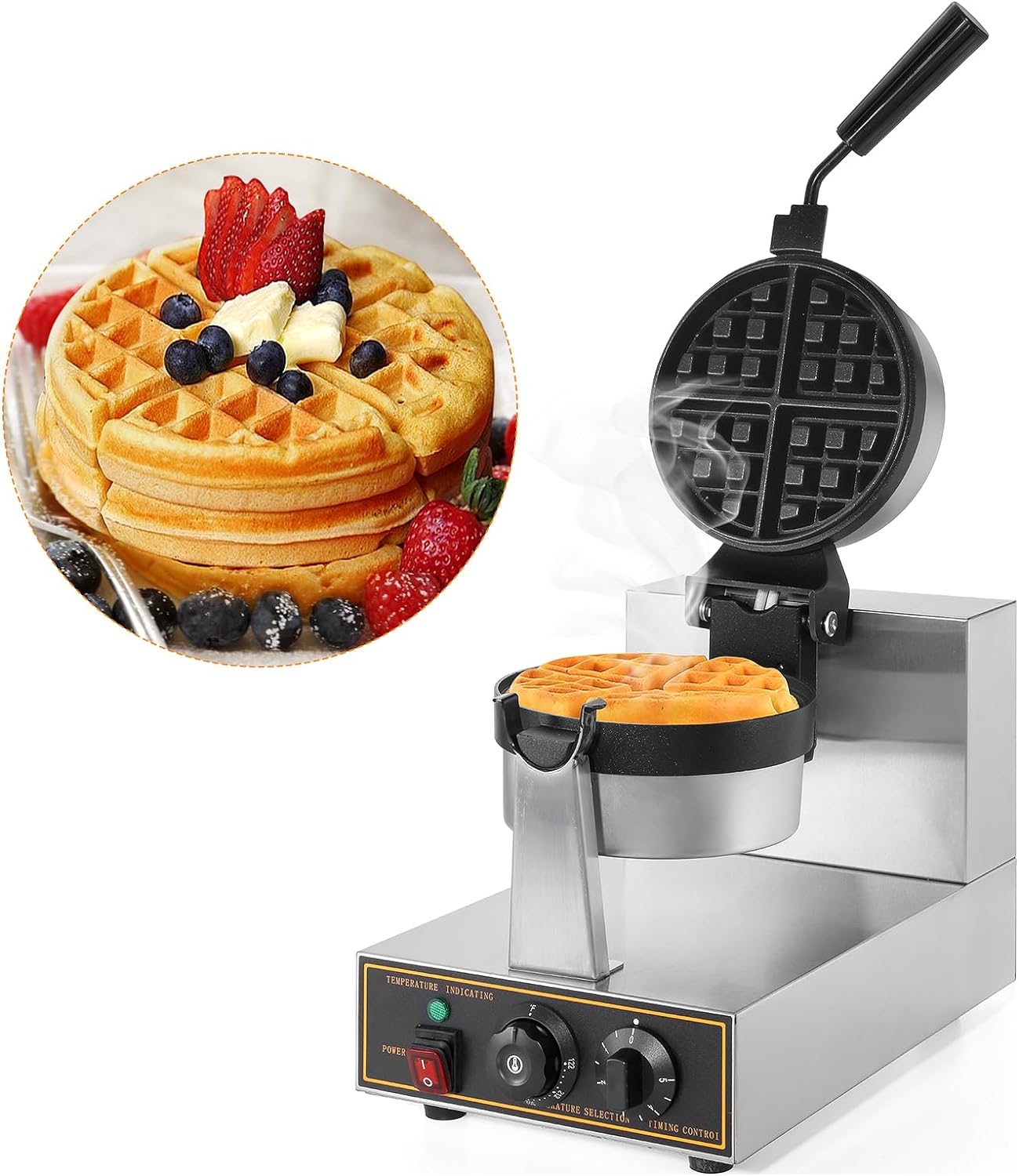 WICHEMI 360 Flip Waffle Maker - Non-Stick Hotel Edition