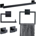 Matte Black 5-Piece Bathroom Towel Bar Set 23.6 in - Durable Wall