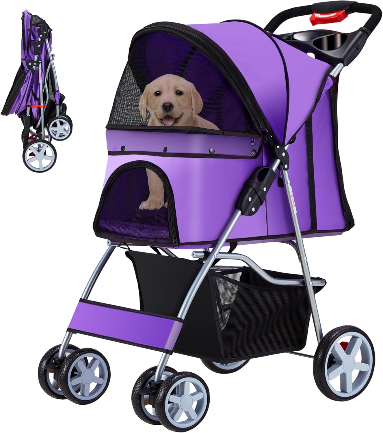 Pet Stroller for Small Dogs and Cats - Foldable and Portable