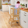 Kids Kitchen Step Stool with Safety Rail - Stable Bamboo Learning
