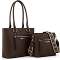 Large Vegan Leather Tote and Crossbody Set for Women - 2Pcs