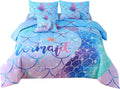 Mermaid Comforter Set Full Size - Sparkle Teal 6 Piece