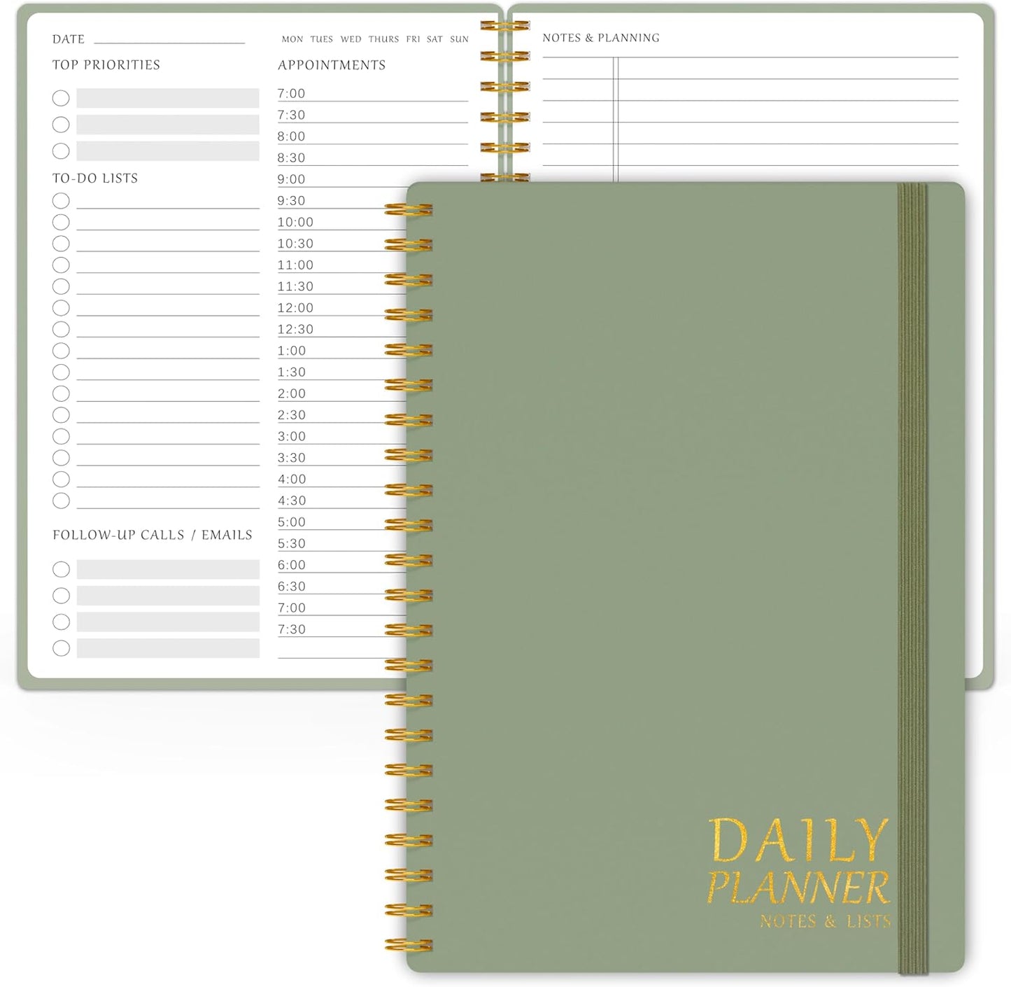Simplified Daily Planner for Enhanced Productivity - Green