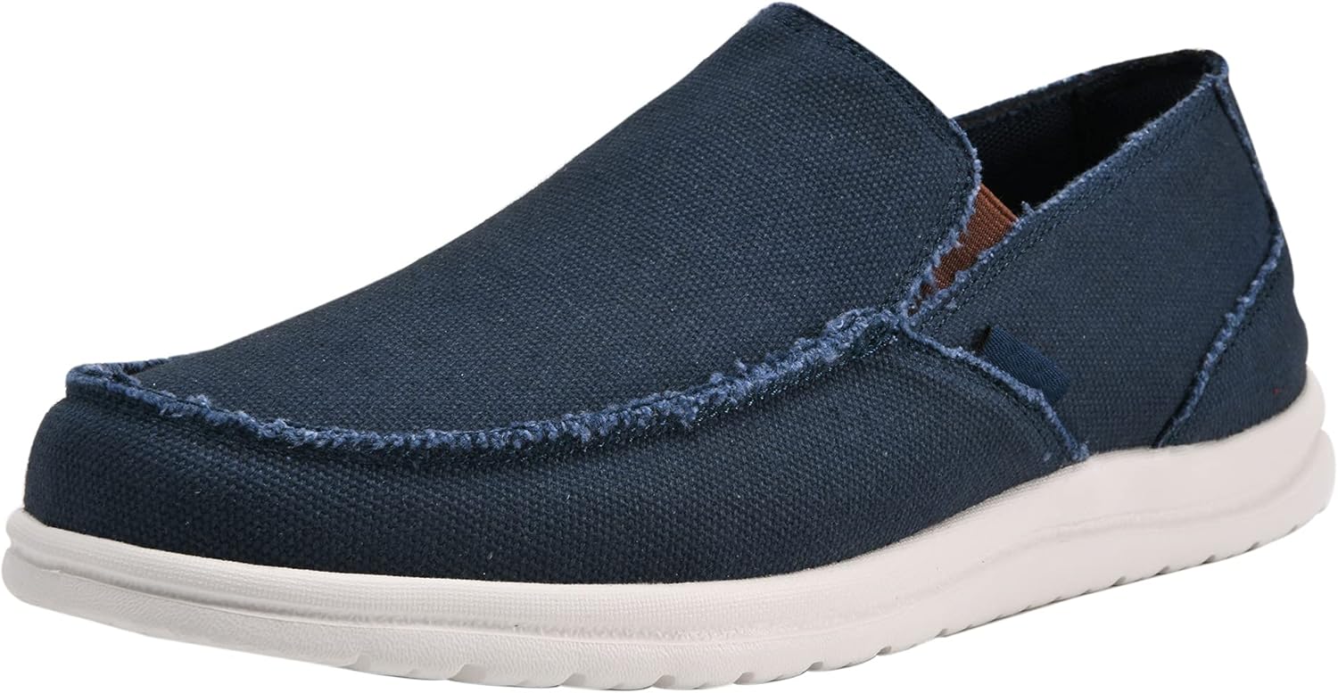 Mens Canvas Slip On Loafers Lightweight Walking Shoes for All Seasons
