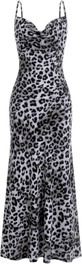 Floerns Leopard Print Draped Collar Spaghetti Strap Cami