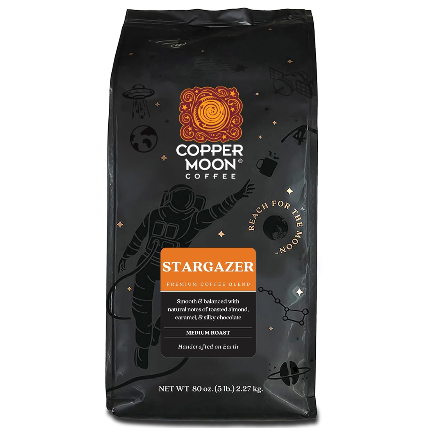 Copper Moon Medium Roast Whole Bean Coffee Stargazer Blend 5 Lb