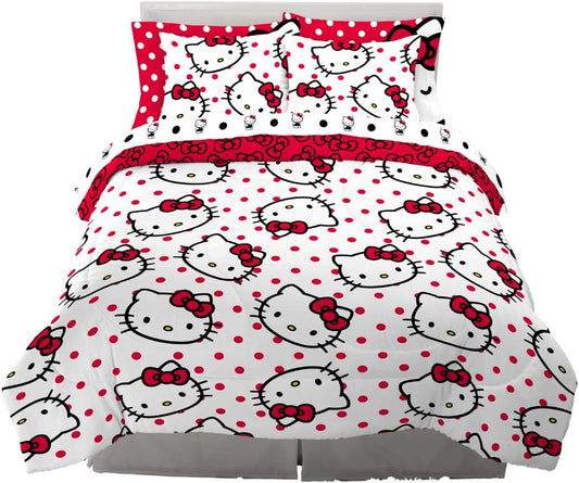 Hello Kitty Polka Dot Bedding Set for Full Size Beds - 7 Piece