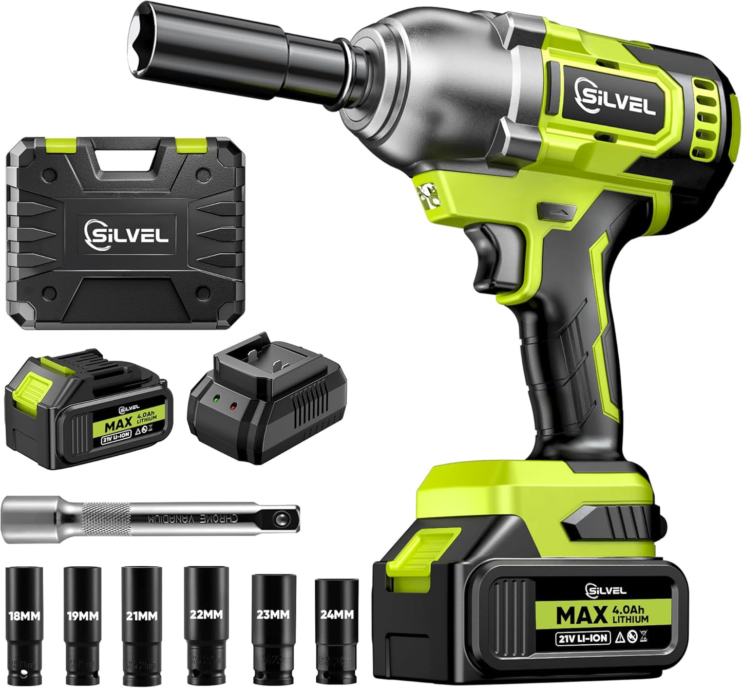 SILVEL Cordless Impact Wrench with 650N.M Torque and Battery