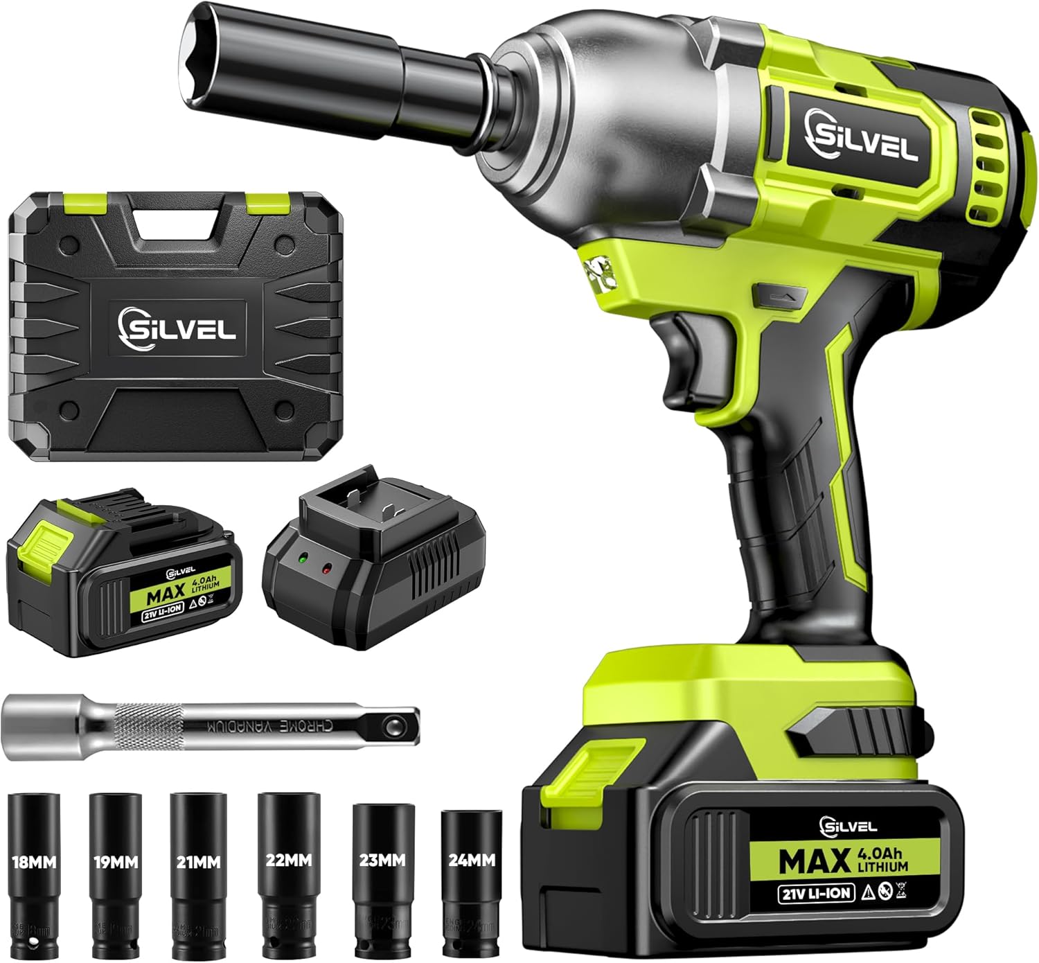 SILVEL Cordless Impact Wrench with 650N.M Torque and Battery