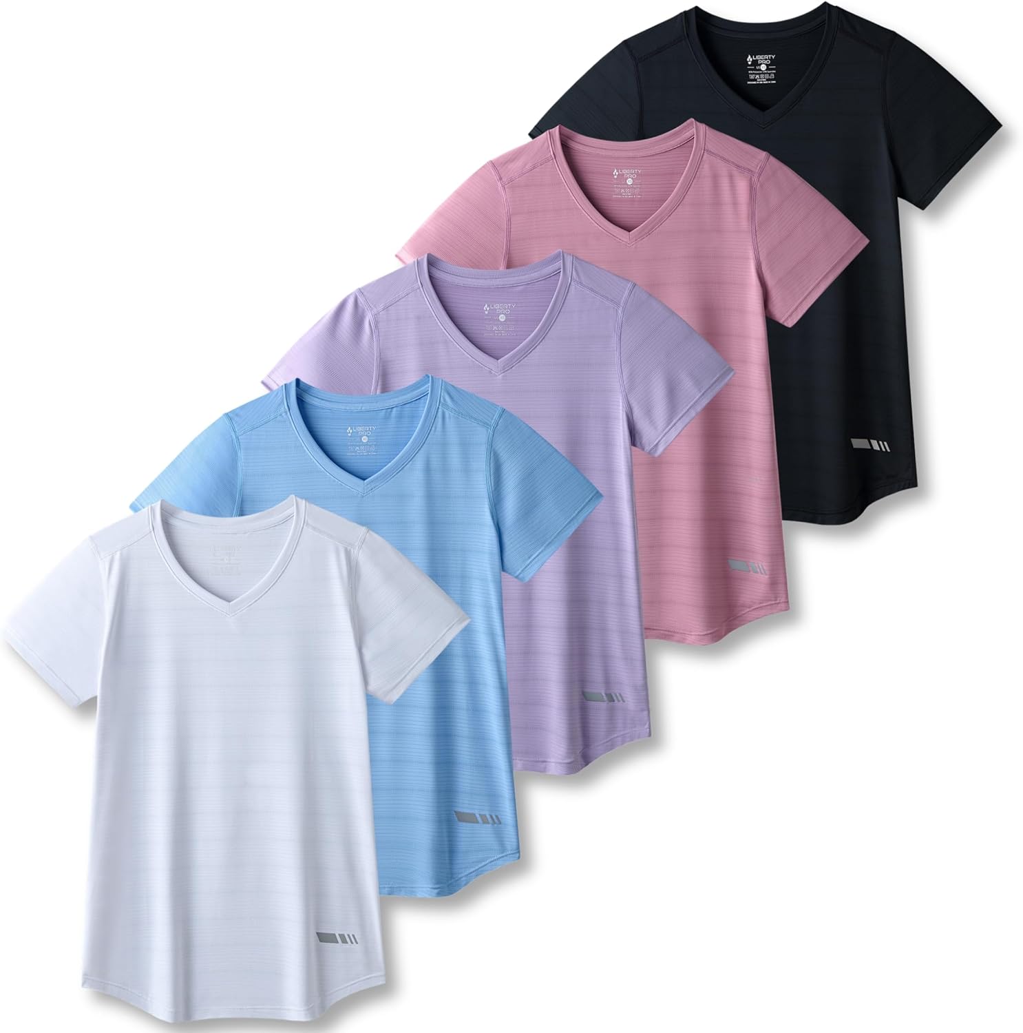 5 Pack Women's Dry Fit Short Sleeve T Shirts for Active Wear