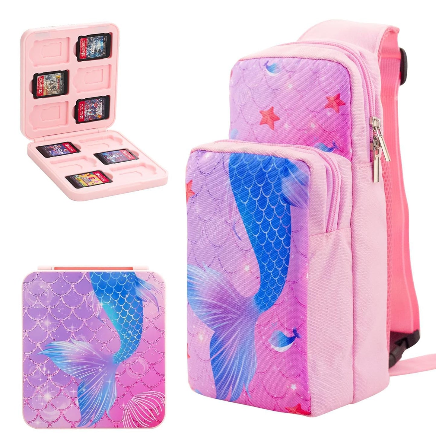 GLDRAM Mermaid Switch Travel Bag Bundle for Nintendo Switch