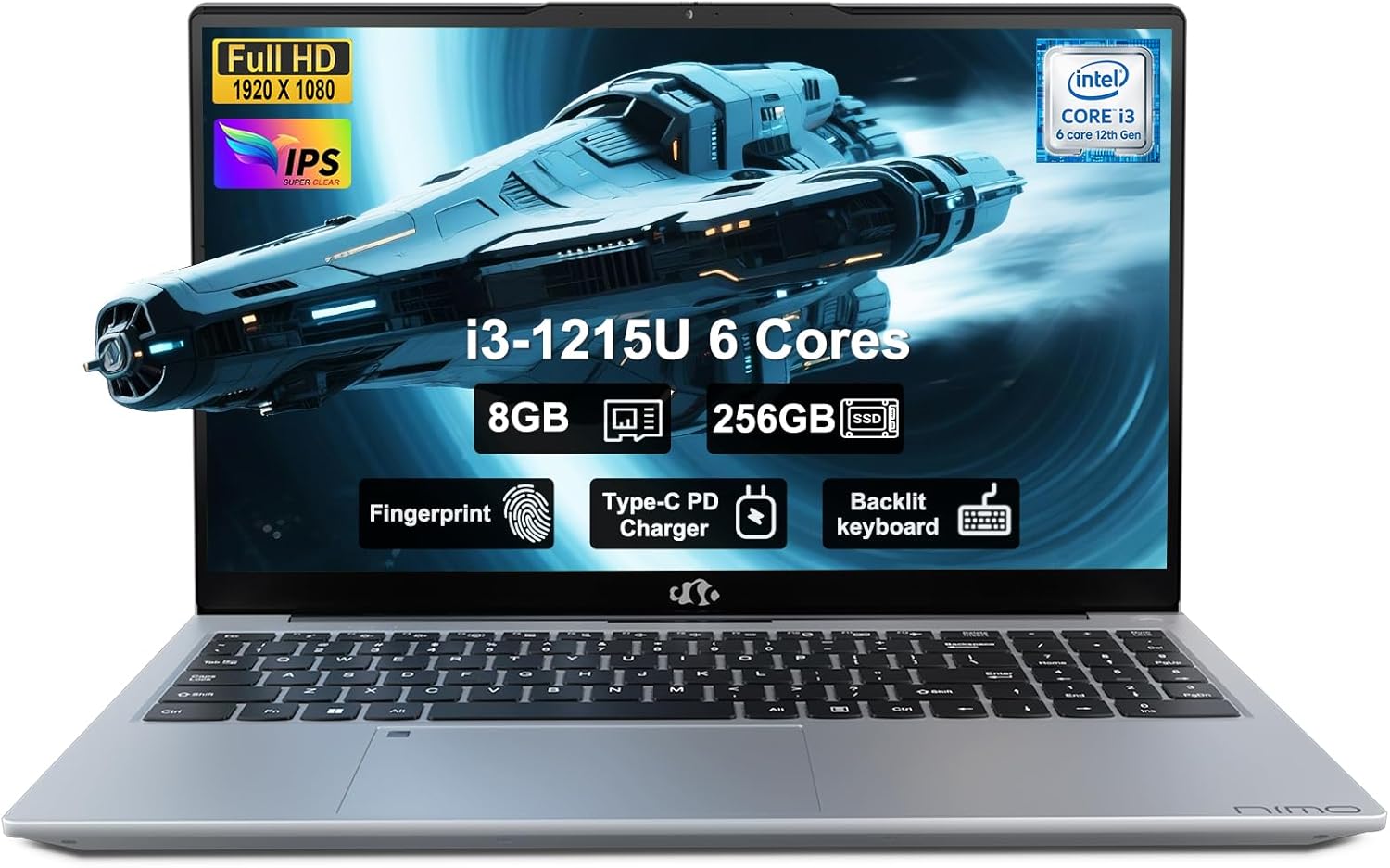 NIMO 15.6 FHD IPS Student Laptop with Intel Core i3-1215U